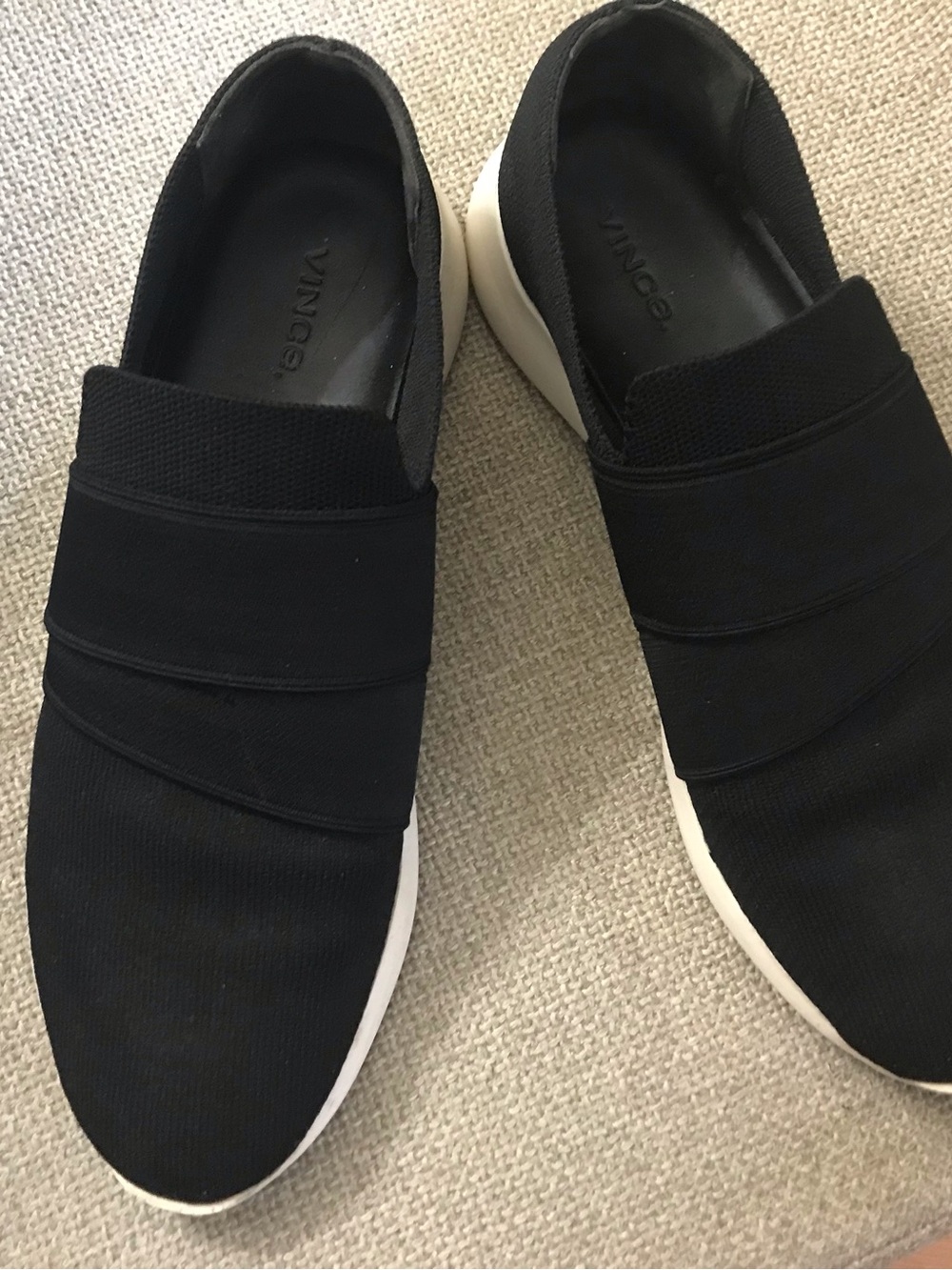 Vince Black Knit Slip-On Sneakers